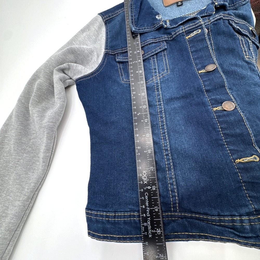 BBJ Los Angeles Jacket Womens M Gray Denim Trucker Button Front Stretch Casual - Picture 11 of 11